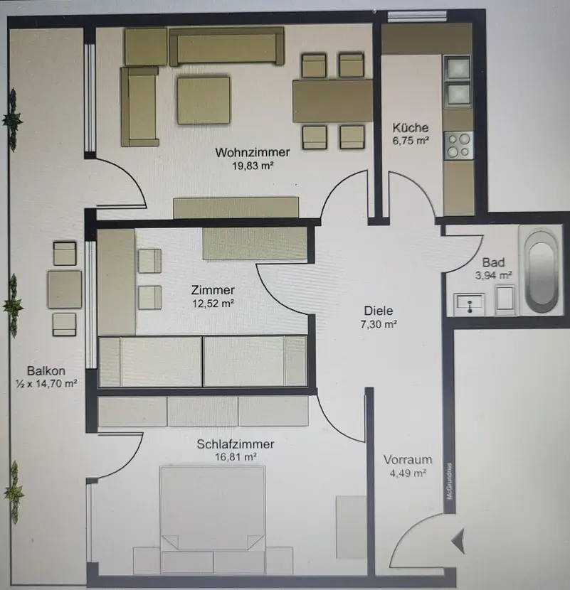 Michaela Hain Immobilien - Wohnung Wohnzimmer mit großflächiger LED