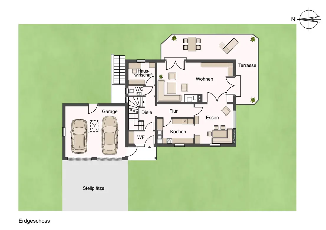Michaela Hain Immobilien - Wohnung Wohnzimmer mit großer LED, Balkonblick